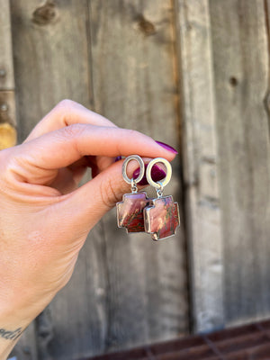 Red Creek Jasper Cross Earring in Sterling Silver D38