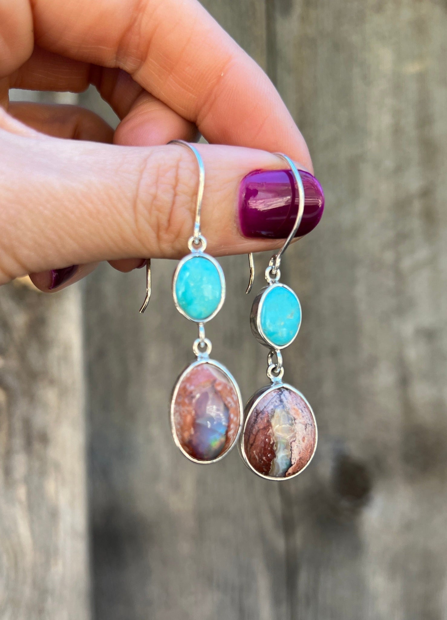 Blue Ridge Turquoise & Cantera Opal in Sterling Silver D39
