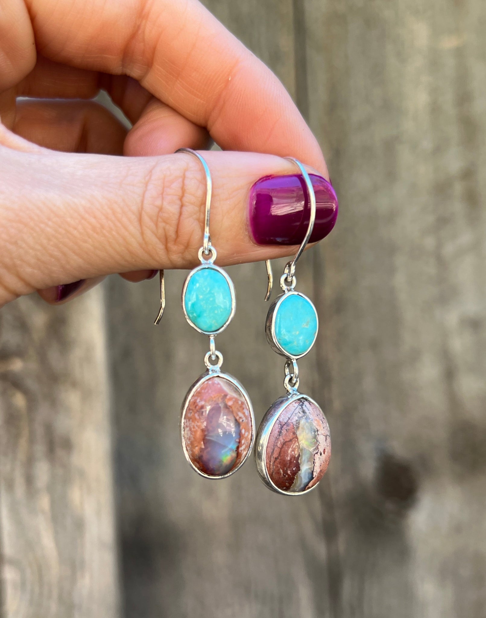Blue Ridge Turquoise & Cantera Opal in Sterling Silver D39