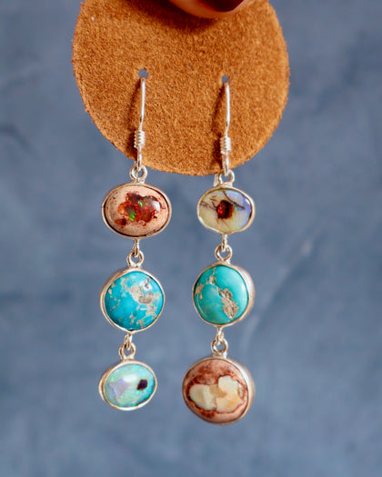 Cantera Opal, Turquoise & Sterling Opal Earrings