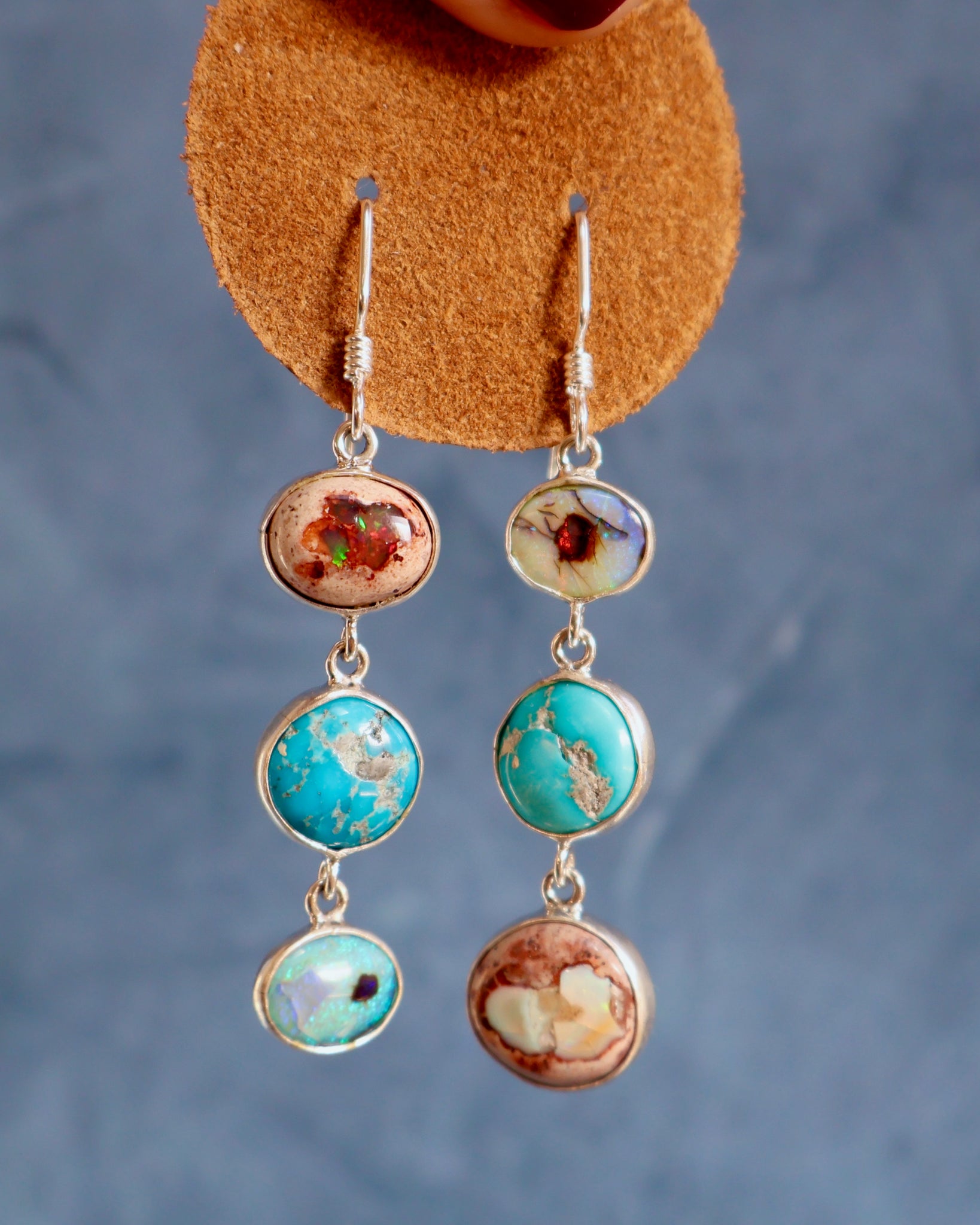 Cantera Opal, Turquoise & Sterling Opal Earrings WT141