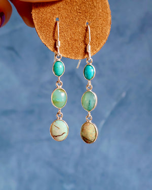 Blue Opal, Turquoise & Sterling Opal Earrings WT142