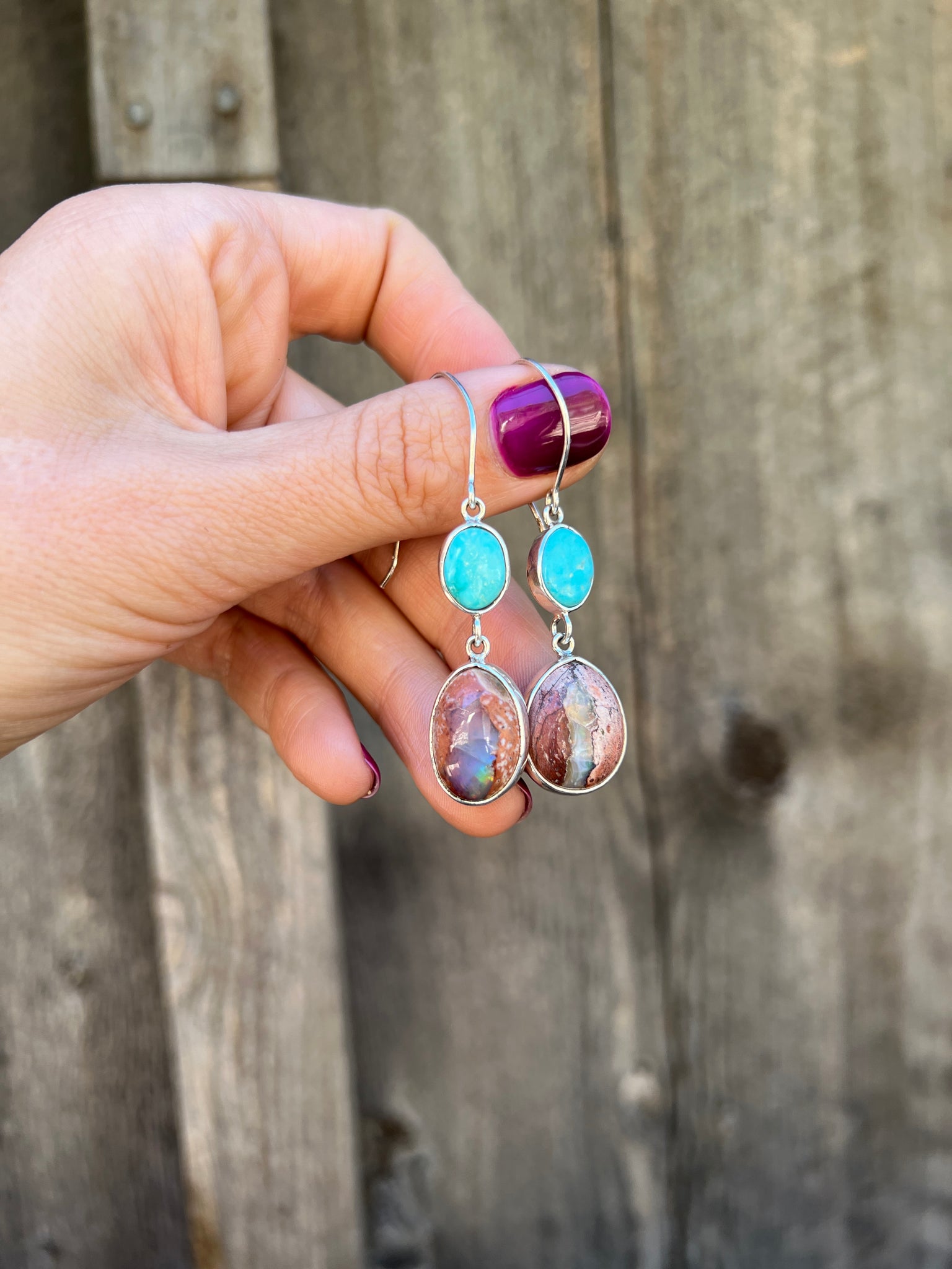 Blue Ridge Turquoise & Cantera Opal in Sterling Silver D39