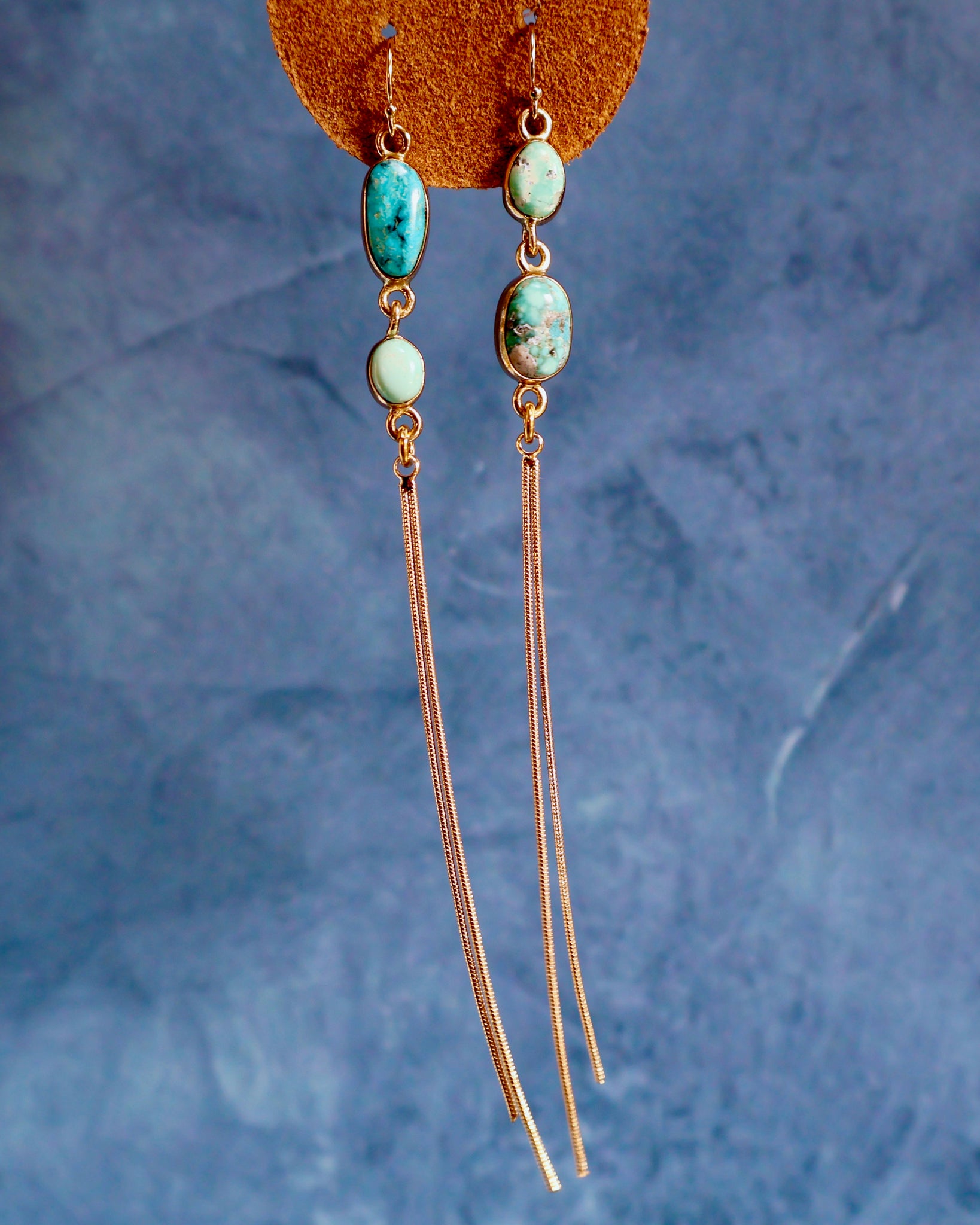 White Water Turquoise & Snake Chain Earrings in Gold Alchemia WT145