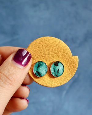 Hubei Turquoise Stud Earrings in Gold Alchemia WT149
