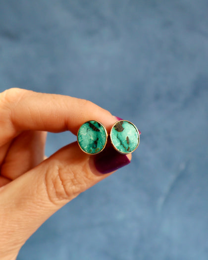 Hubei Turquoise Stud Earrings in Gold Alchemia