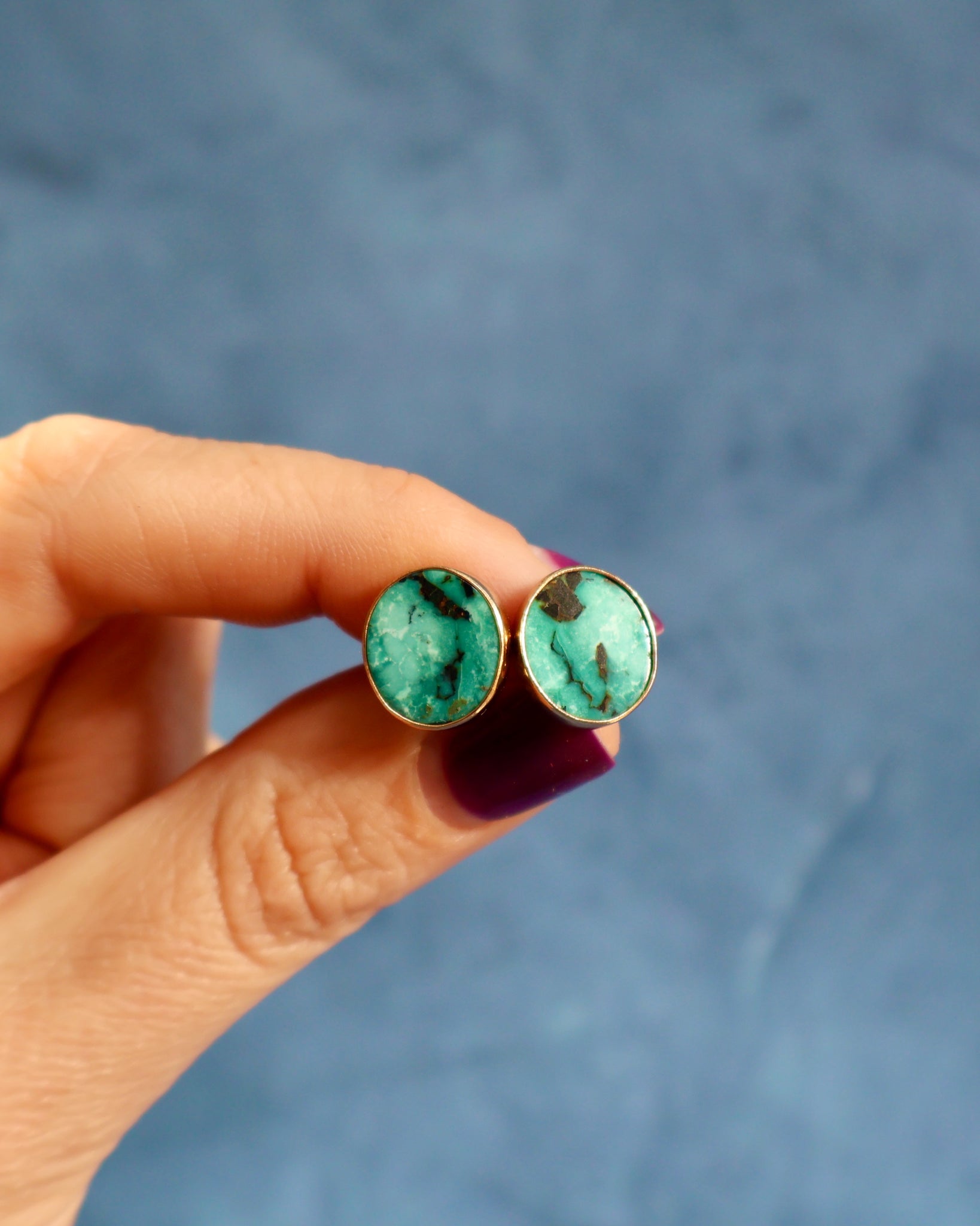 Hubei Turquoise Stud Earrings in Gold Alchemia WT149