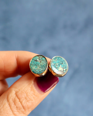 Hubei Turquoise Stud Earrings in Gold Alchemia WT150