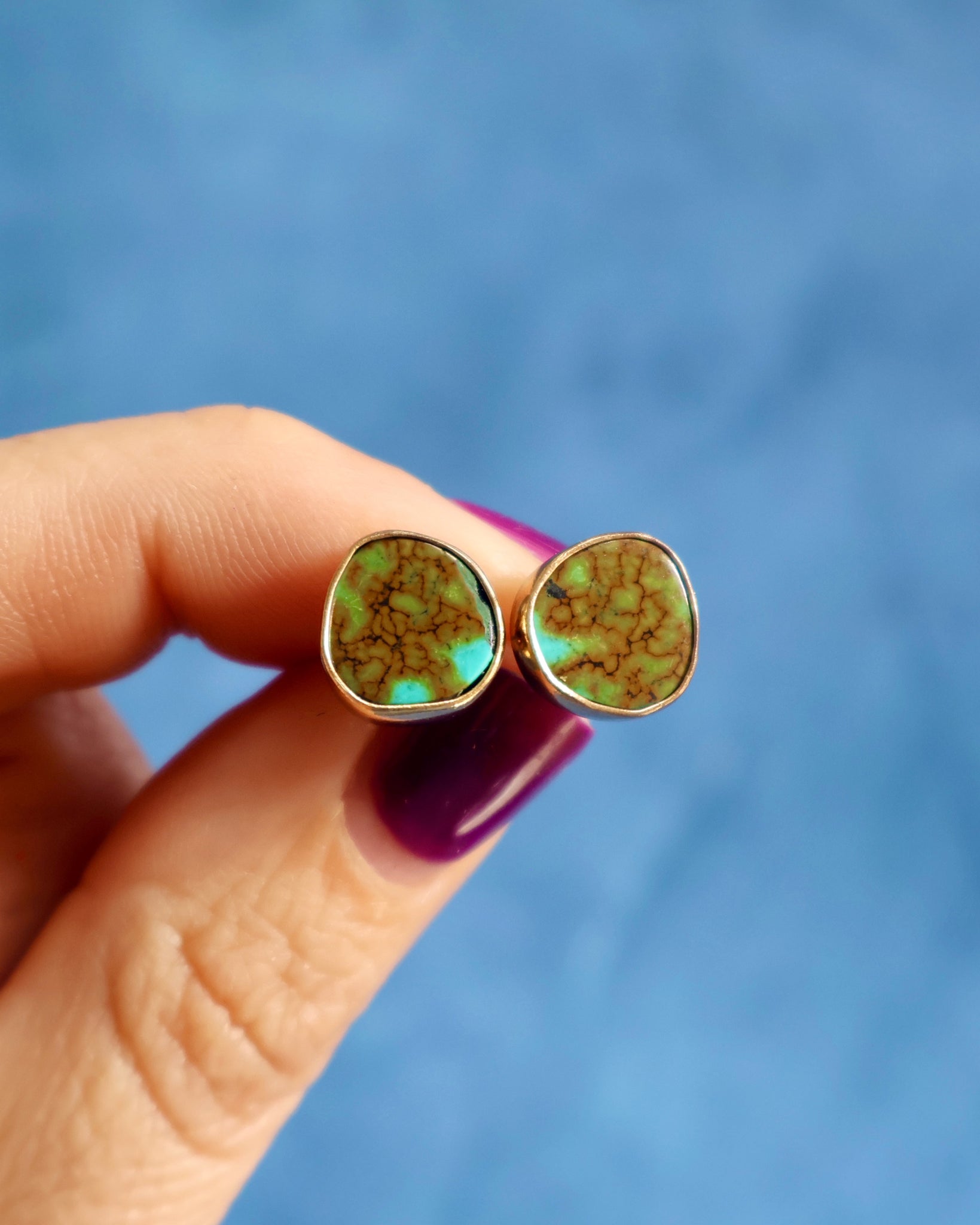 Hubei Turquoise Stud Earrings in Gold Alchemia WT152