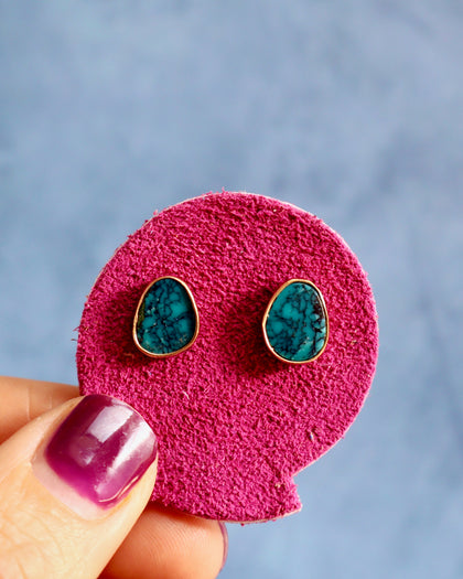 Hubei Turquoise Stud Earrings in Gold Alchemia
