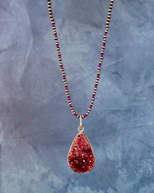 Cobalto Calcite & Sterling Silver Pendant on Navajo Pearls WT154