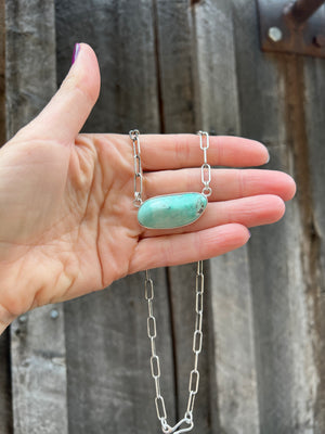 Varascite Paperclip Choker Necklace in Sterling Silver D51