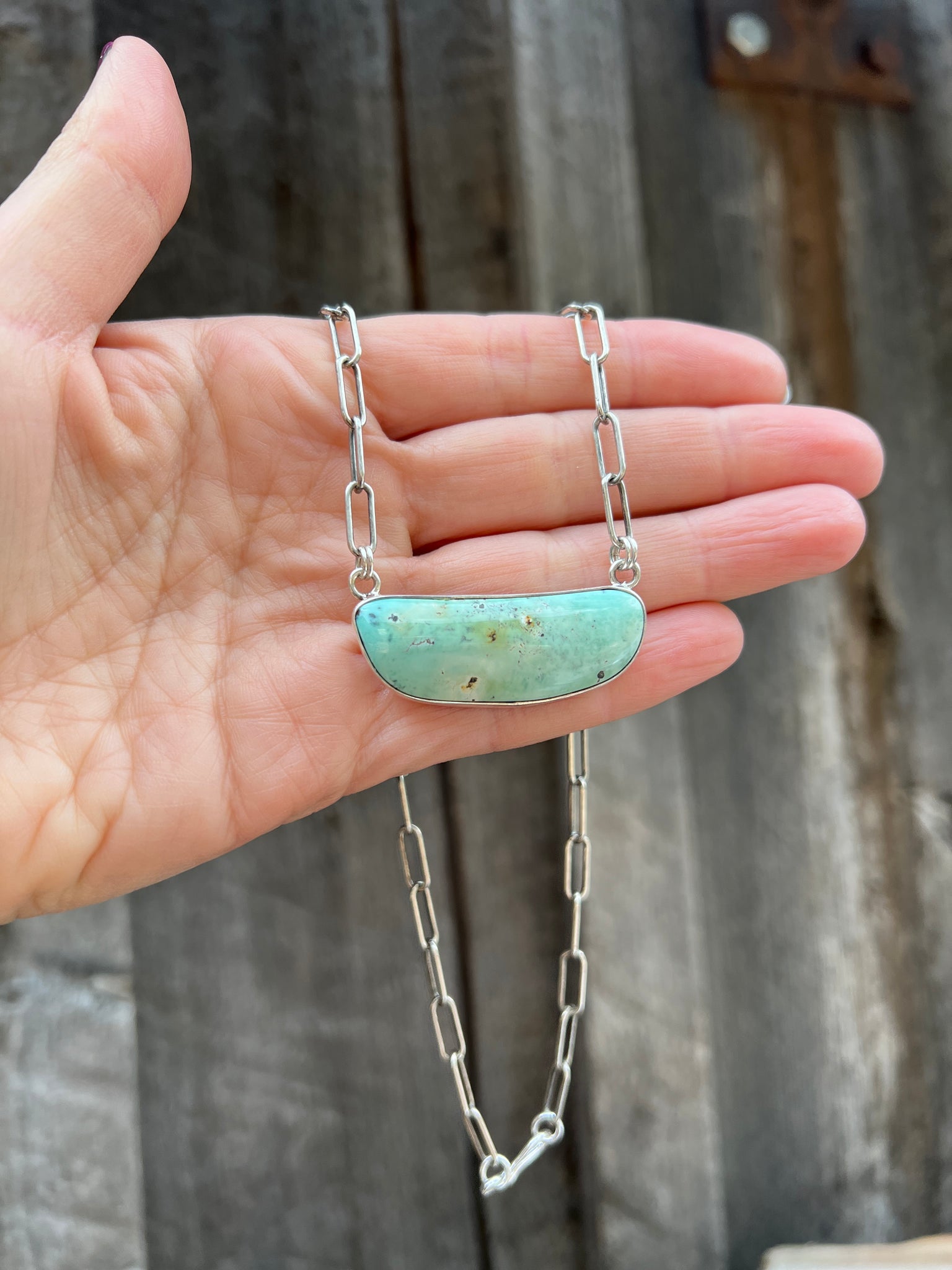 Varascite Paperclip Choker Necklace in Sterling Silver D53