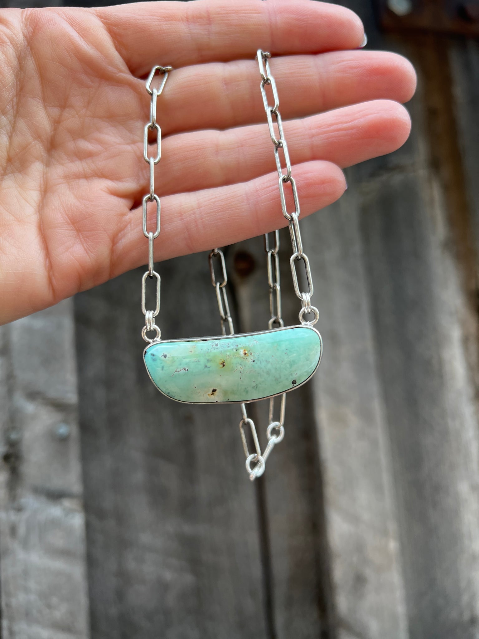 Varascite Paperclip Choker Necklace in Sterling Silver D53