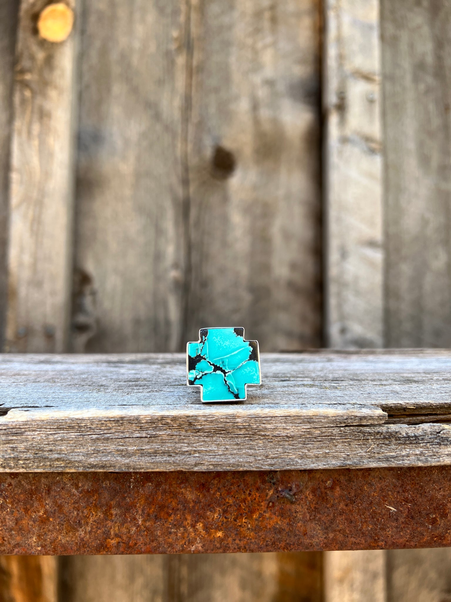 Turquoise alpine cross ring in Sterling Silver D21