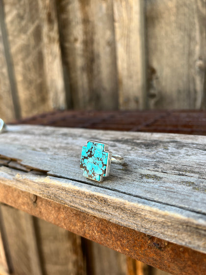 Turquoise alpine cross ring in Sterling Silver