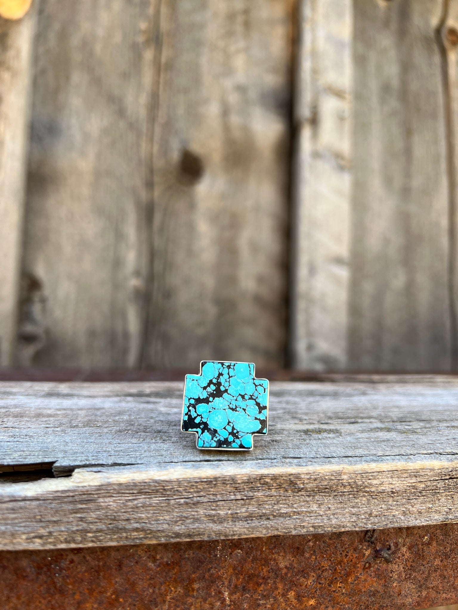 Turquoise alpine cross ring in Sterling Silver D19