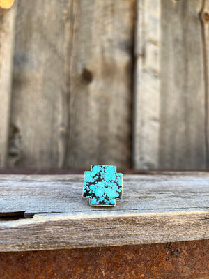 Turquoise alpine cross ring in Sterling Silver D19