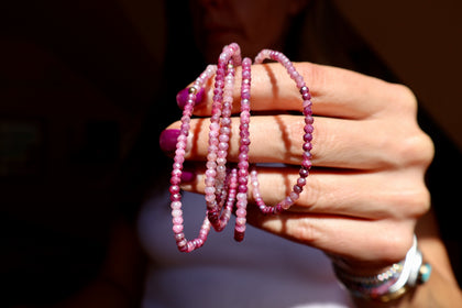 Pink & Gold Fill Beaded Stretch Bracelet