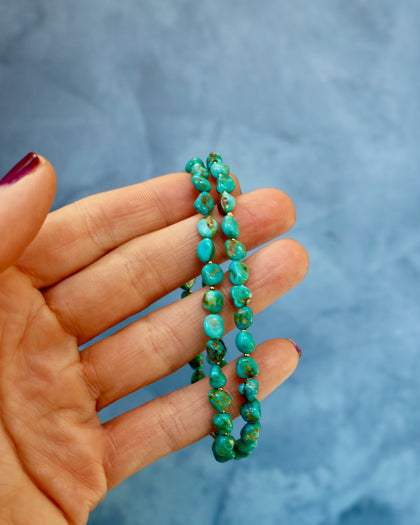 Sonoran Gold Turquoise Beaded Necklace on with gold beads WTTG