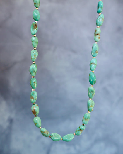 Campitos Turquoise Beaded Necklace on with Sterling Silver Beads WTTS