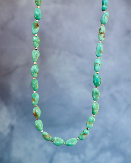 Campitos Turquoise Beaded Necklace on with Sterling Silver Beads WTTS