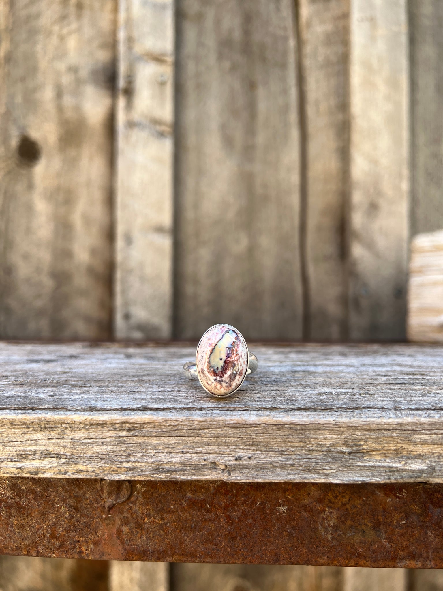 Cantera Opal & Sterling Silver Adjustable Ring D67