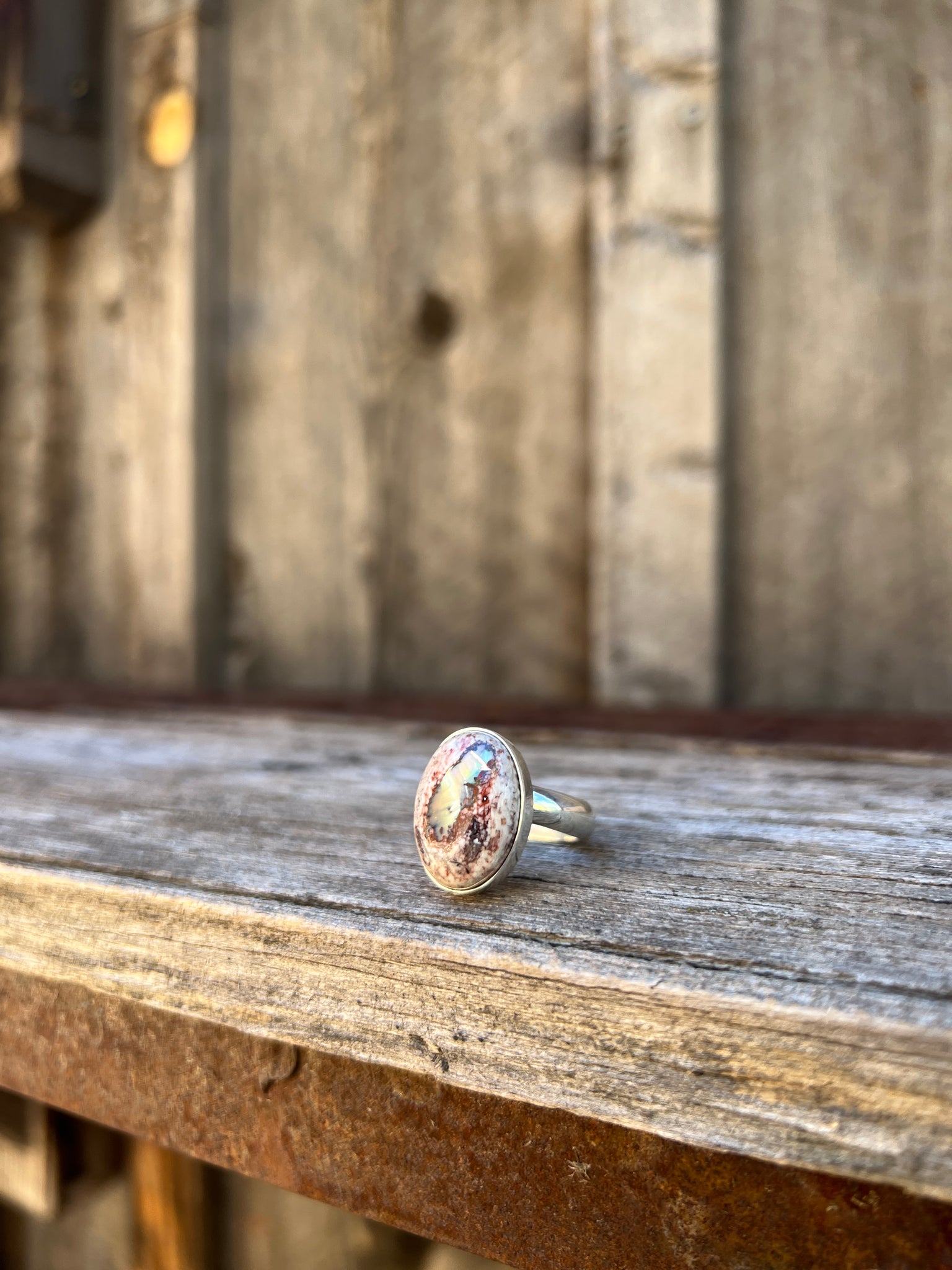 Cantera Opal & Sterling Silver Adjustable Ring D67