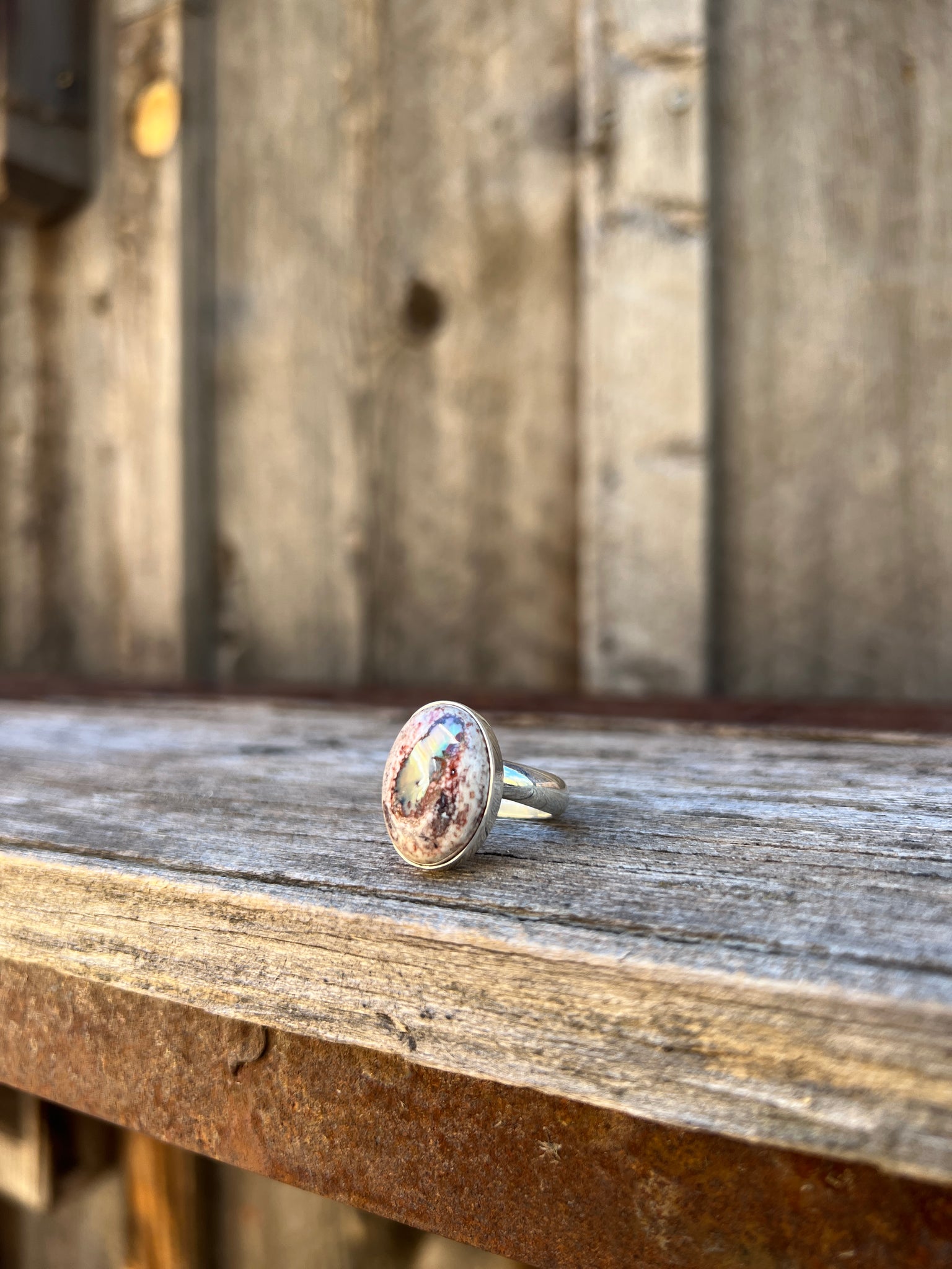 Cantera Opal & Sterling Silver Adjustable Ring D67