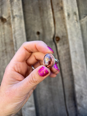 Cantera Opal & Sterling Silver Adjustable Ring D68