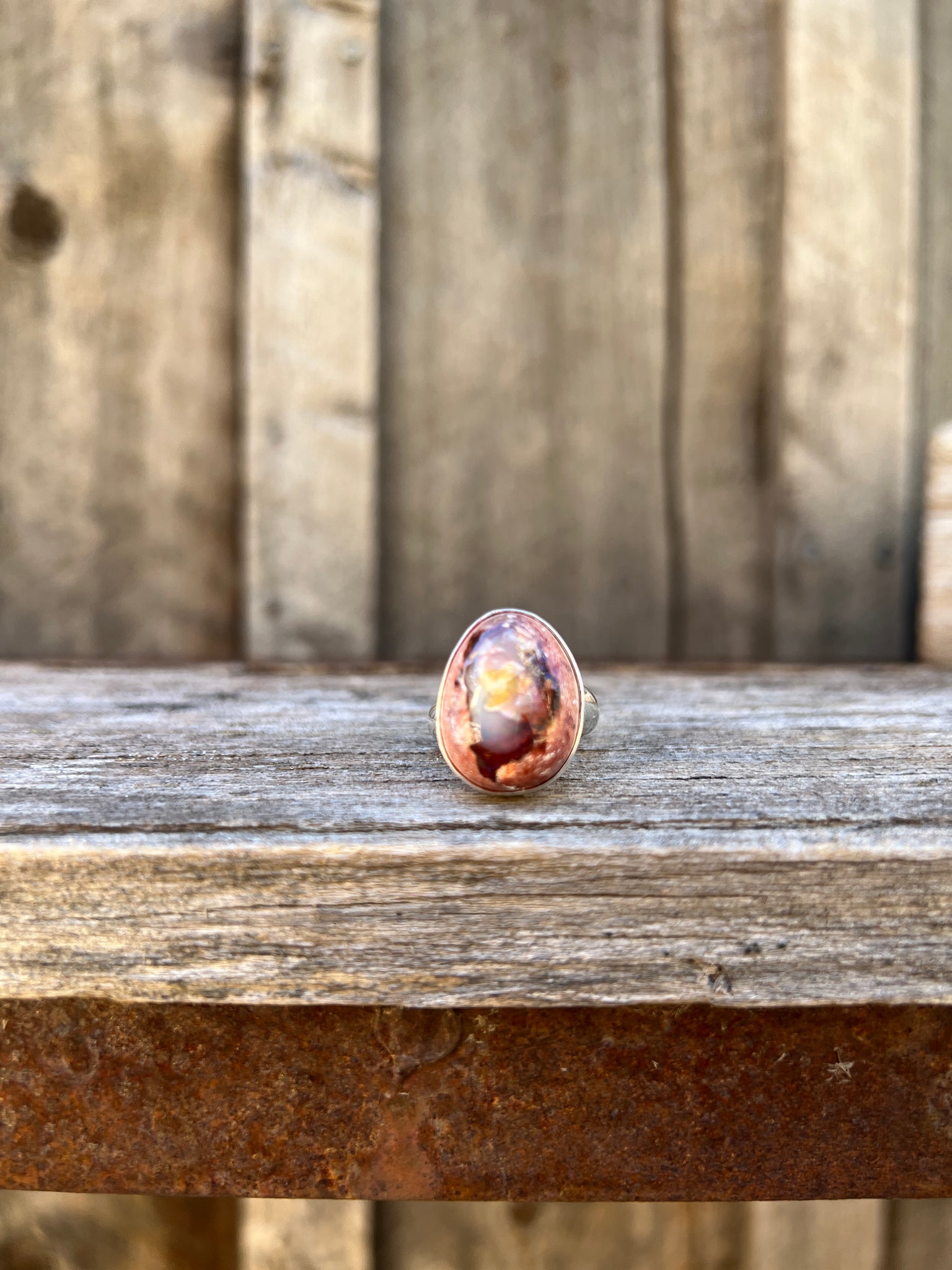 Cantera Opal & Sterling Silver Adjustable Ring D68