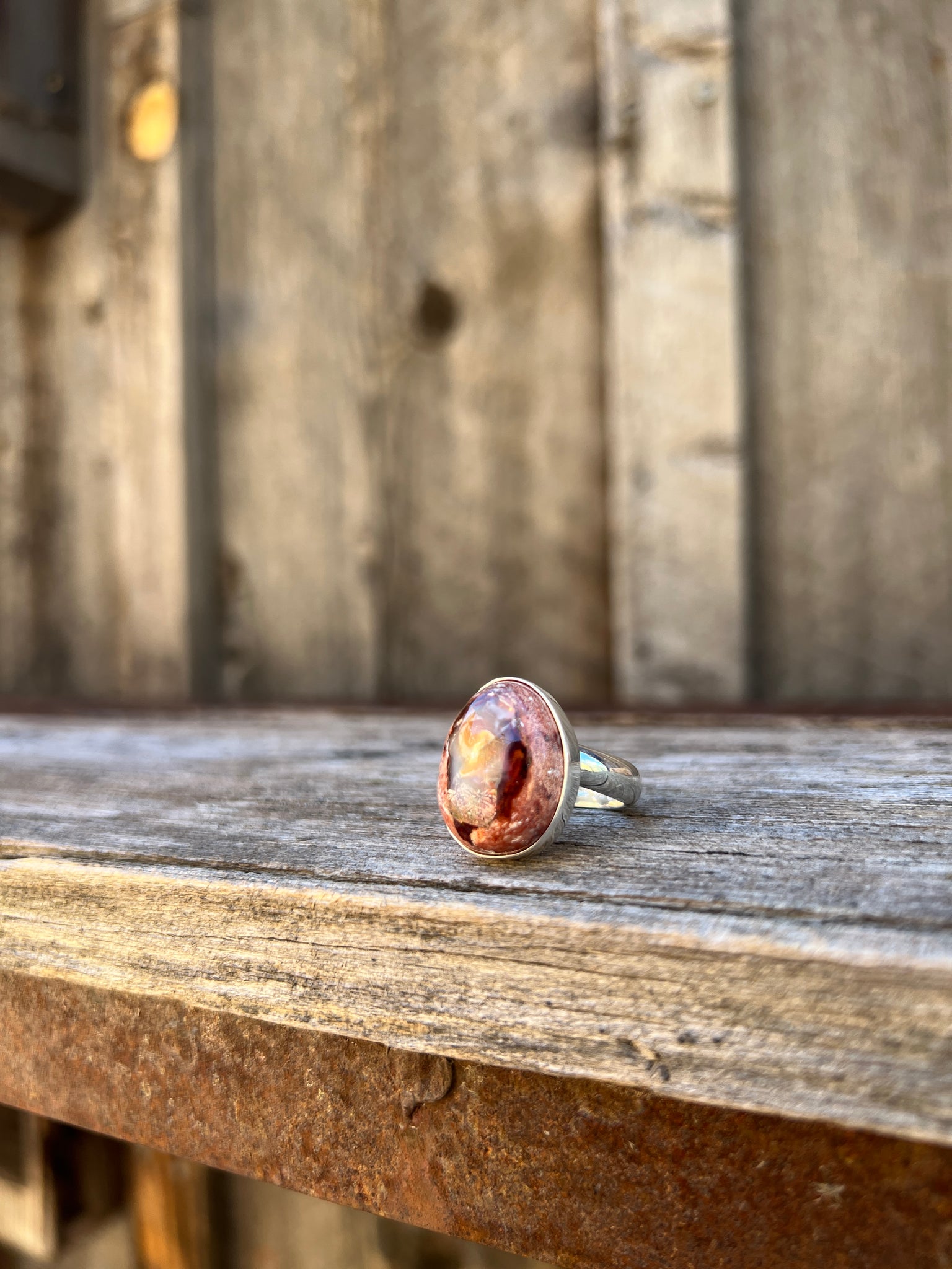 Cantera Opal & Sterling Silver Adjustable Ring D68
