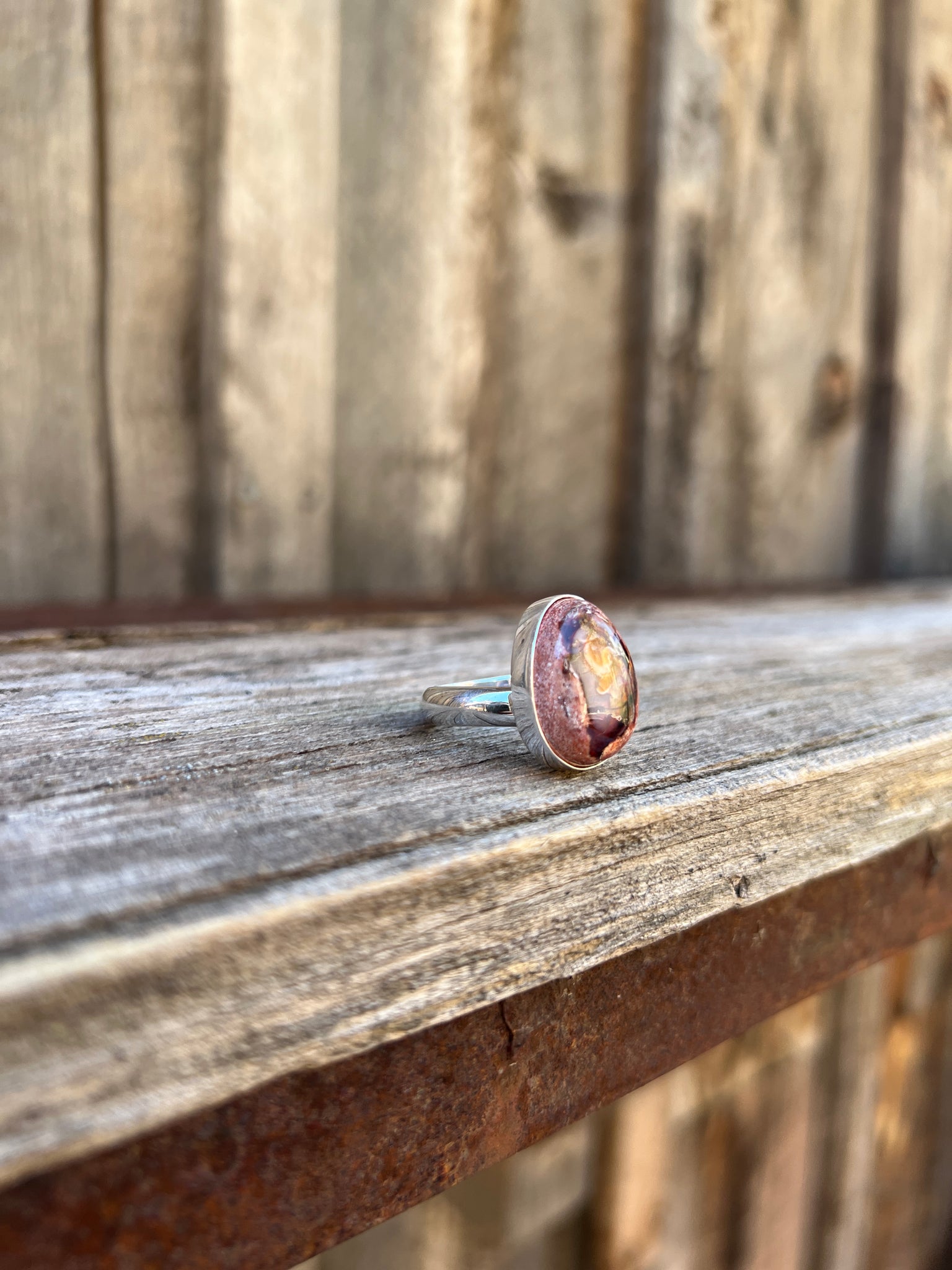 Cantera Opal & Sterling Silver Adjustable Ring D68