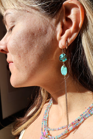 Hubei Turquoise & Sparkling Snake Chain Earrings in Gold Alchemia H13