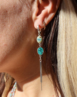 Turquoise Sparkling Snake Chain Earrings in Sterling Silver H23