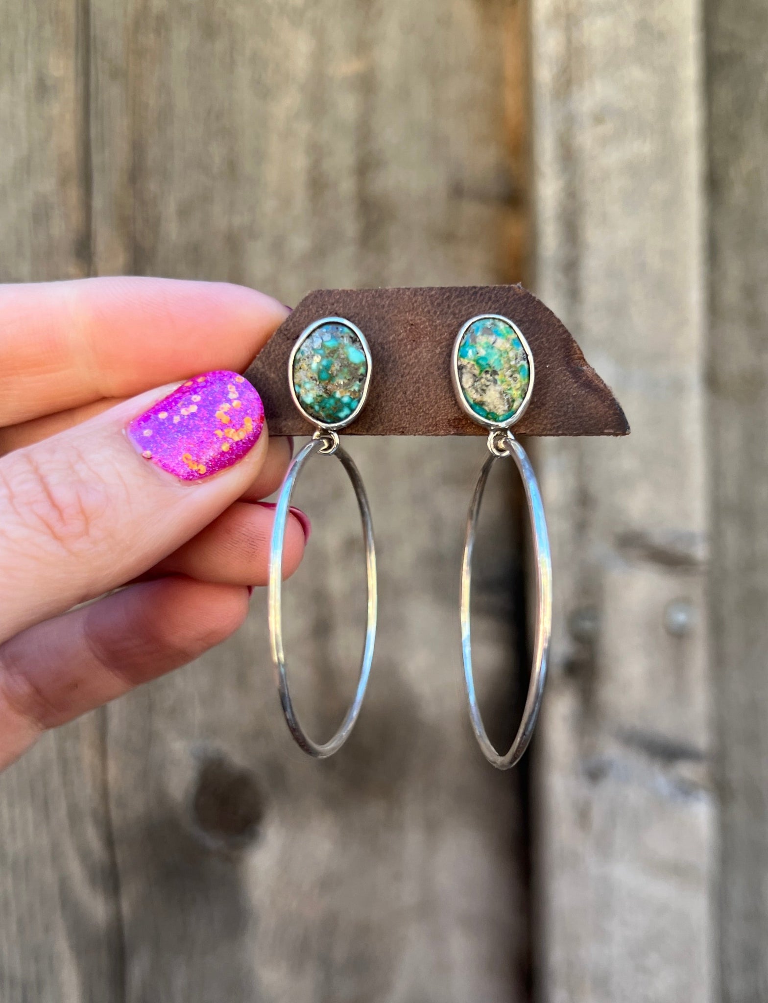 Sonoran Gold Turquoise Hoop Earring in Sterling Silver D59