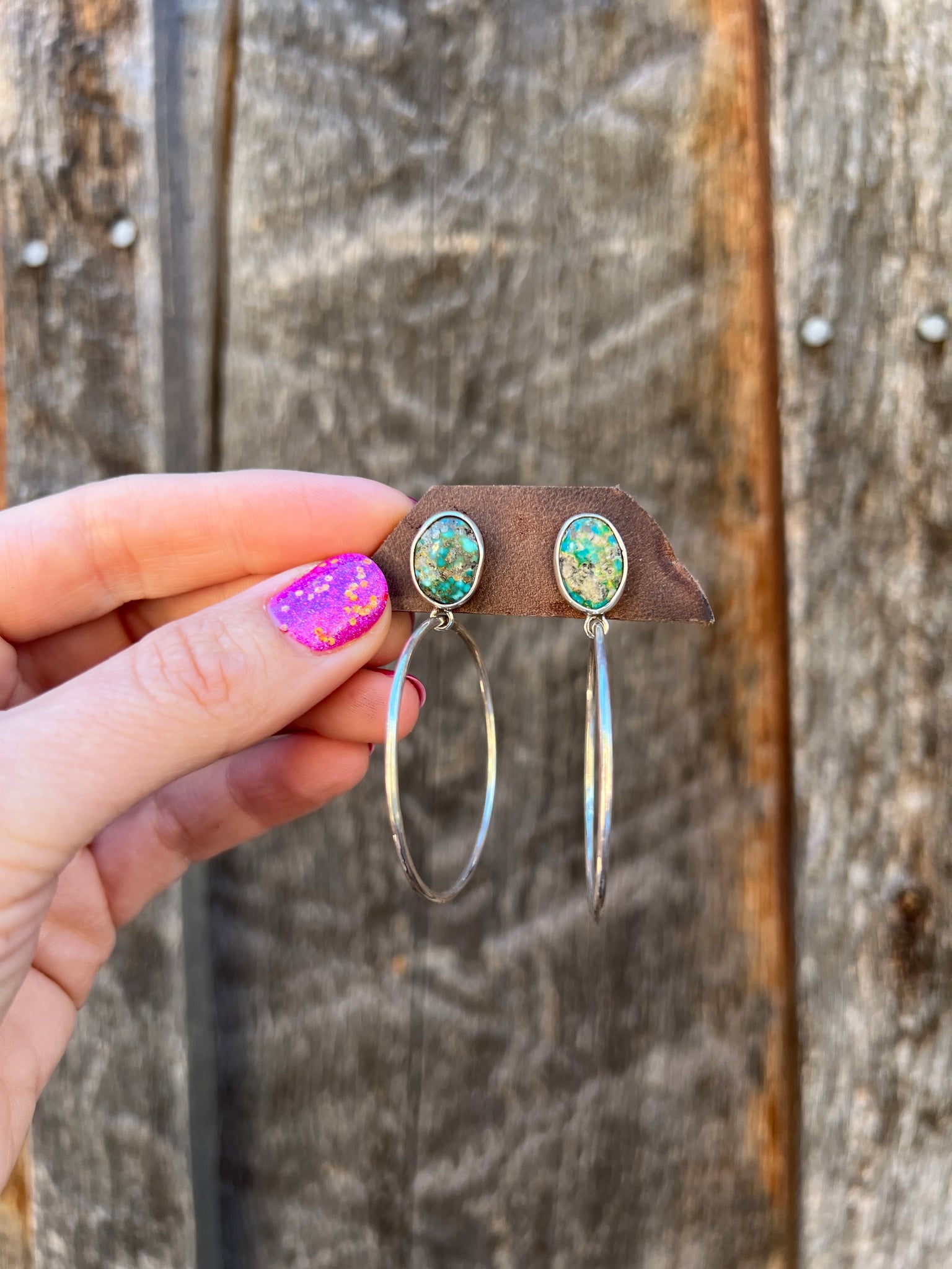 Sonoran Gold Turquoise Hoop Earring in Sterling Silver D59