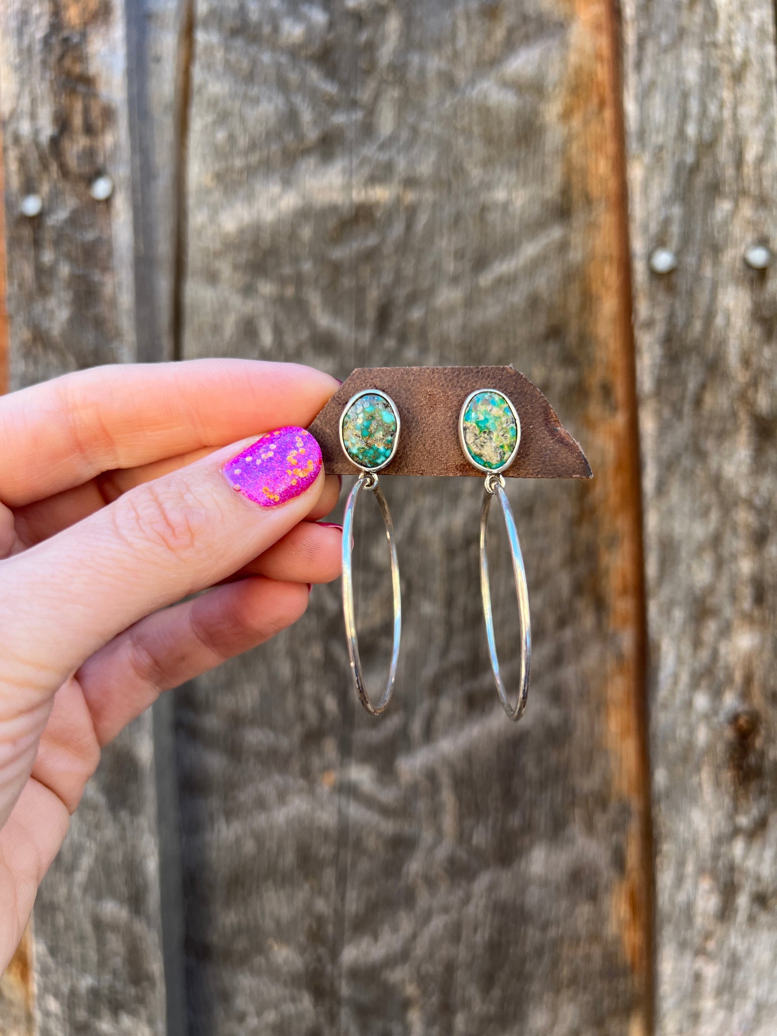 Sonoran Gold Turquoise Hoop Earring in Sterling Silver D59