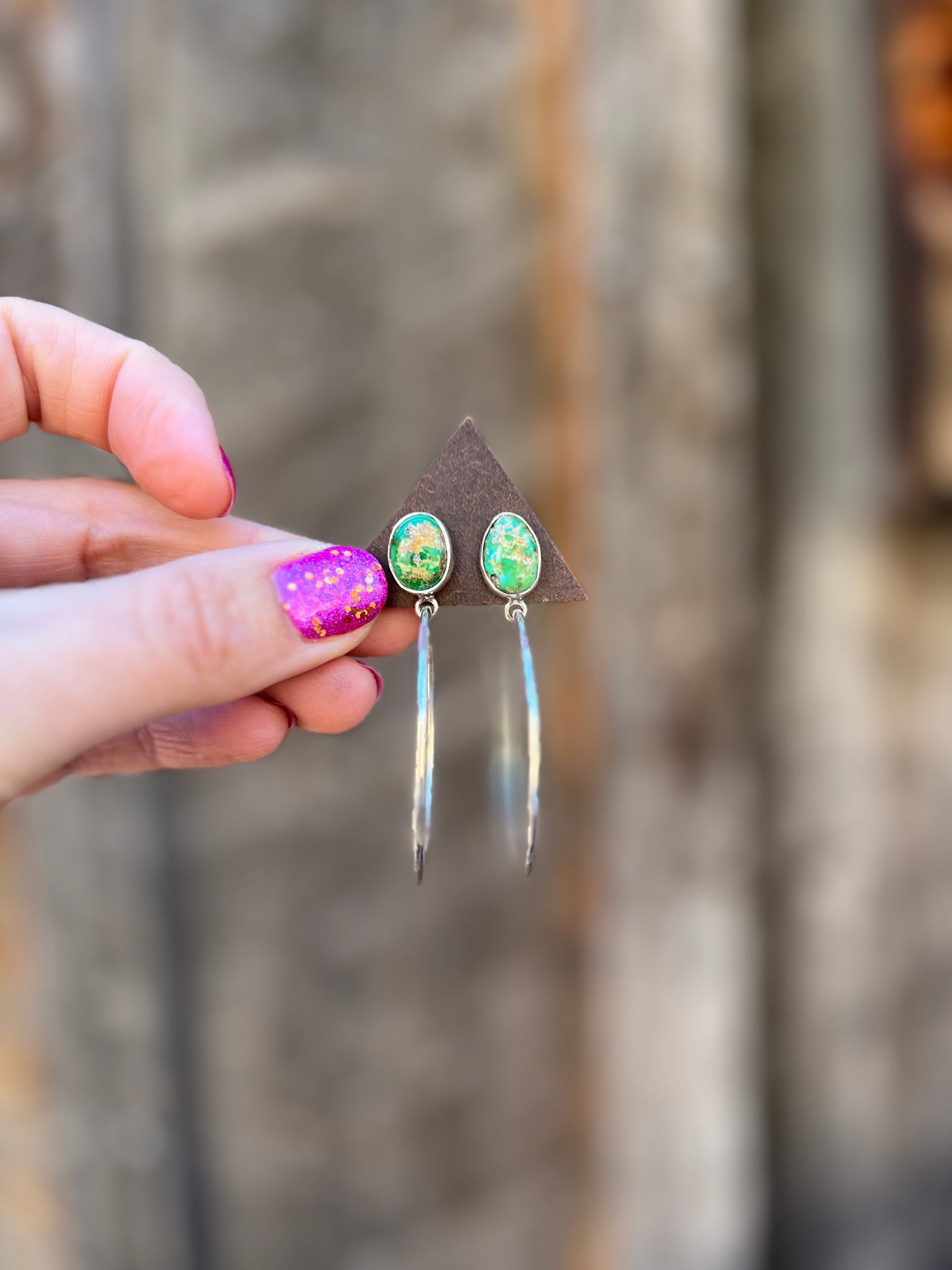Sonoran Gold Turquoise Hoop Earring in Sterling Silver D60