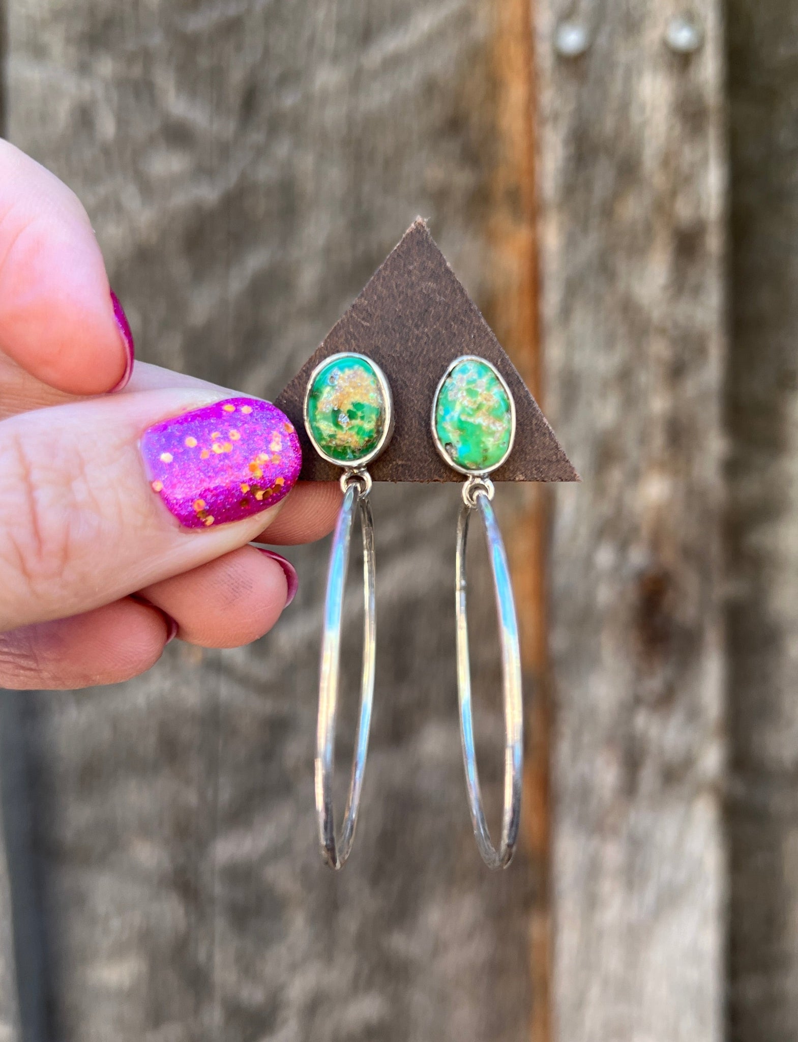 Sonoran Gold Turquoise Hoop Earring in Sterling Silver D60