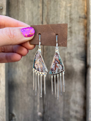 Copper-Chyrsocolla Sterling Silver Fringe Earring