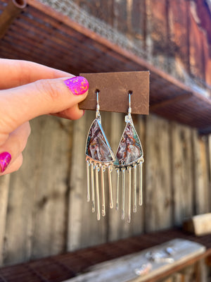 Copper-Chyrsocolla Sterling Silver Fringe Earring