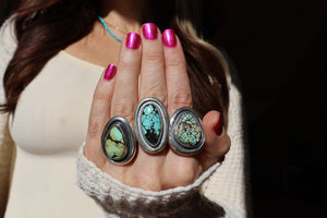Cloud Mountain Turquoise Ring in Sterling Silver Adjustable H8