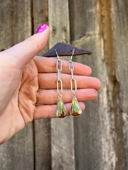 Royston Ribbon Turquoise & Sterling Silver Paperclip Earring