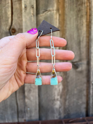Peruvian Opal & Sterling Silver Paperclip Earring D65