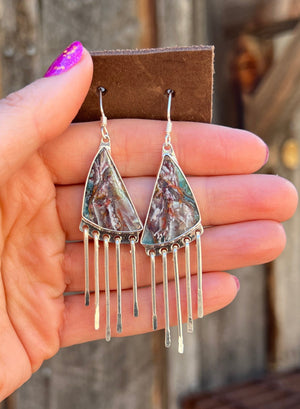 Copper-Chyrsocolla Sterling Silver Fringe Earring