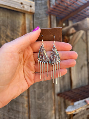 Copper-Chyrsocolla Sterling Silver Fringe Earring