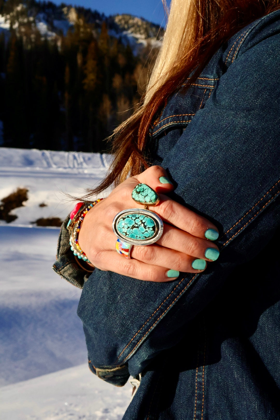 Hubei Turquoise Ring in Gold Alchemia Adjustable H1