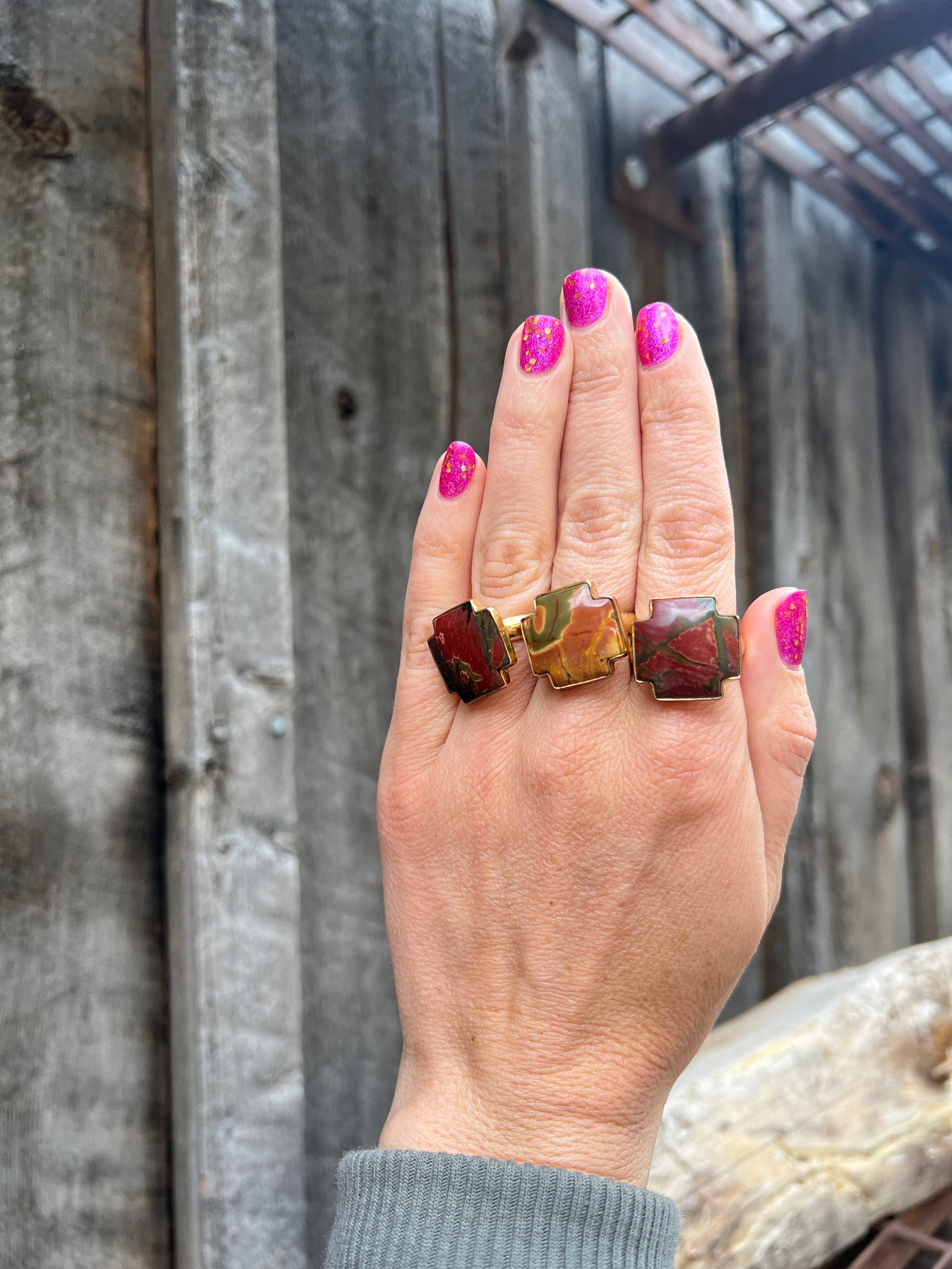 Red Creek Jasper ring in Gold Alchemia D87