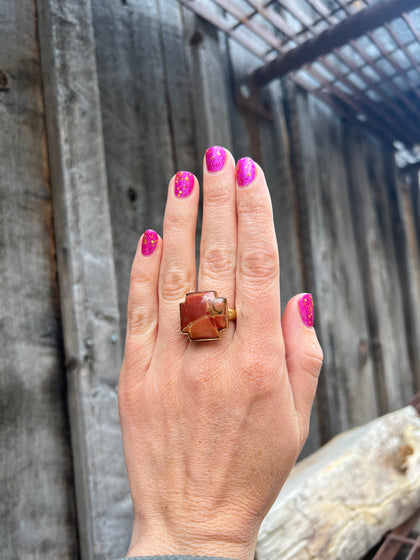 Red Creek Jasper ring in Gold Alchemia